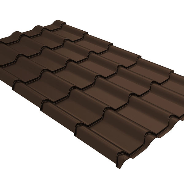 Металлочерепица камея Grand Line 0,5 GreenCoat Pural BT, matt RR 887 шоколадно-коричневый (RAL 8017 шоколад)