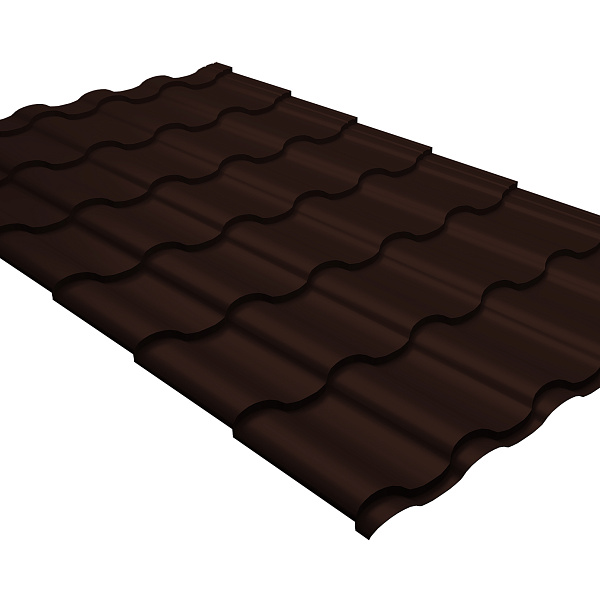 Металлочерепица Grand Line Kredo 0,5 GreenСoat Pural RR 887 шоколадно-коричневый (RAL 8017 шоколад)